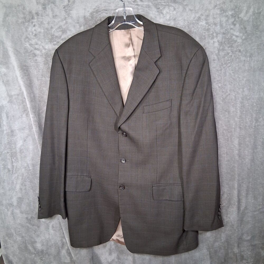 Chaps Ralph Lauren Glenn Plaid Blazer 44 Khaki Jaket Sport Coat Wool Cashmere